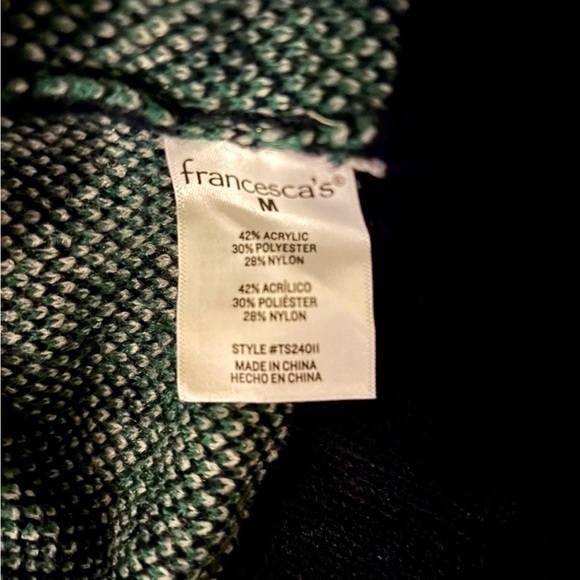 Francesca's Collections Navy and Green Plaid Sweater - Picture 3 of 3